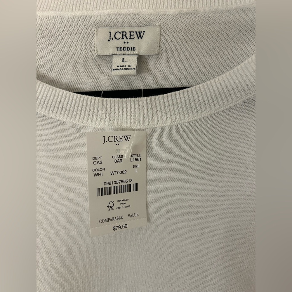 J. Crew White Teddie Sweater NWT